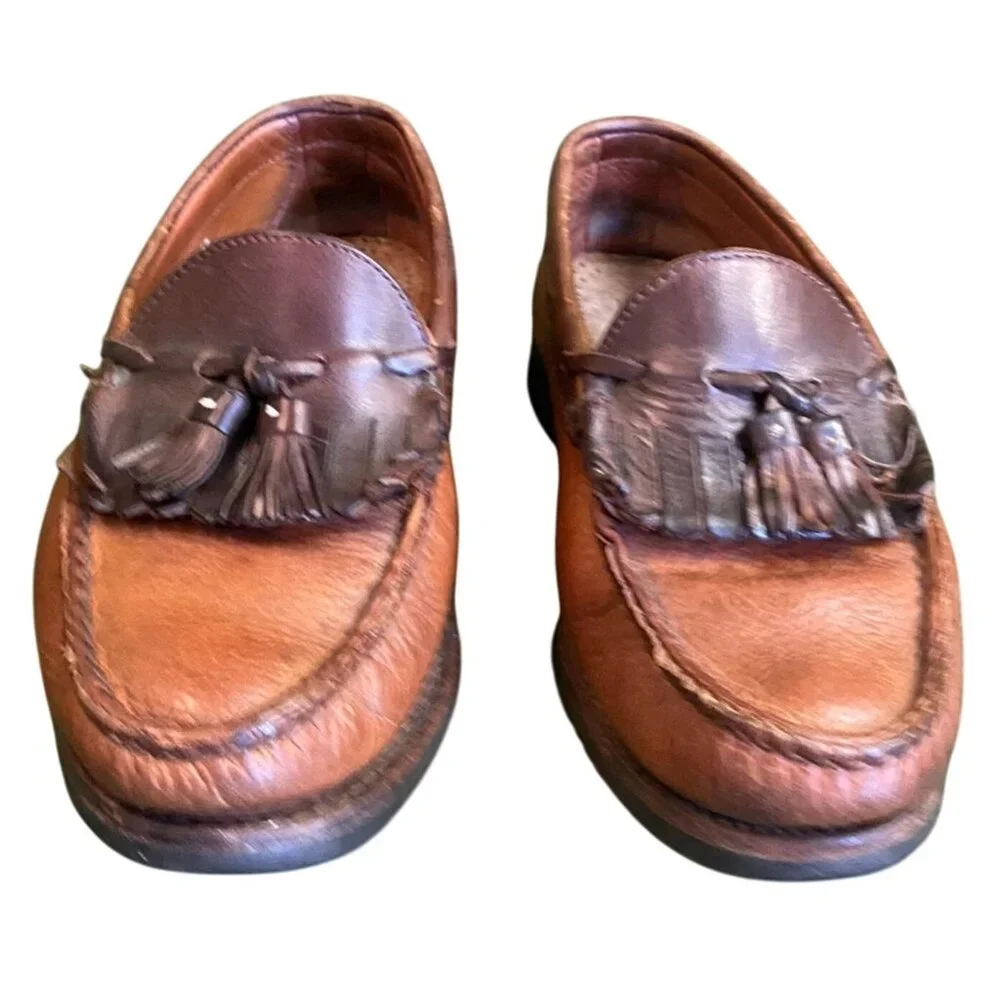 Allen Edmonds Men's Nashua Loafer Shoes Size 8D Brown Leather Tasseled Moc Toe